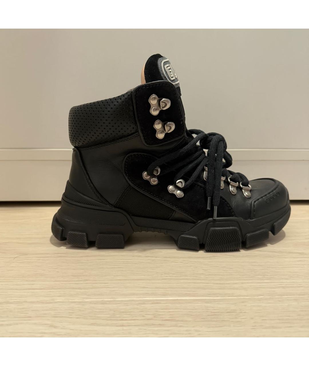 GUCCI Черные кожаные ботинки, фото 9