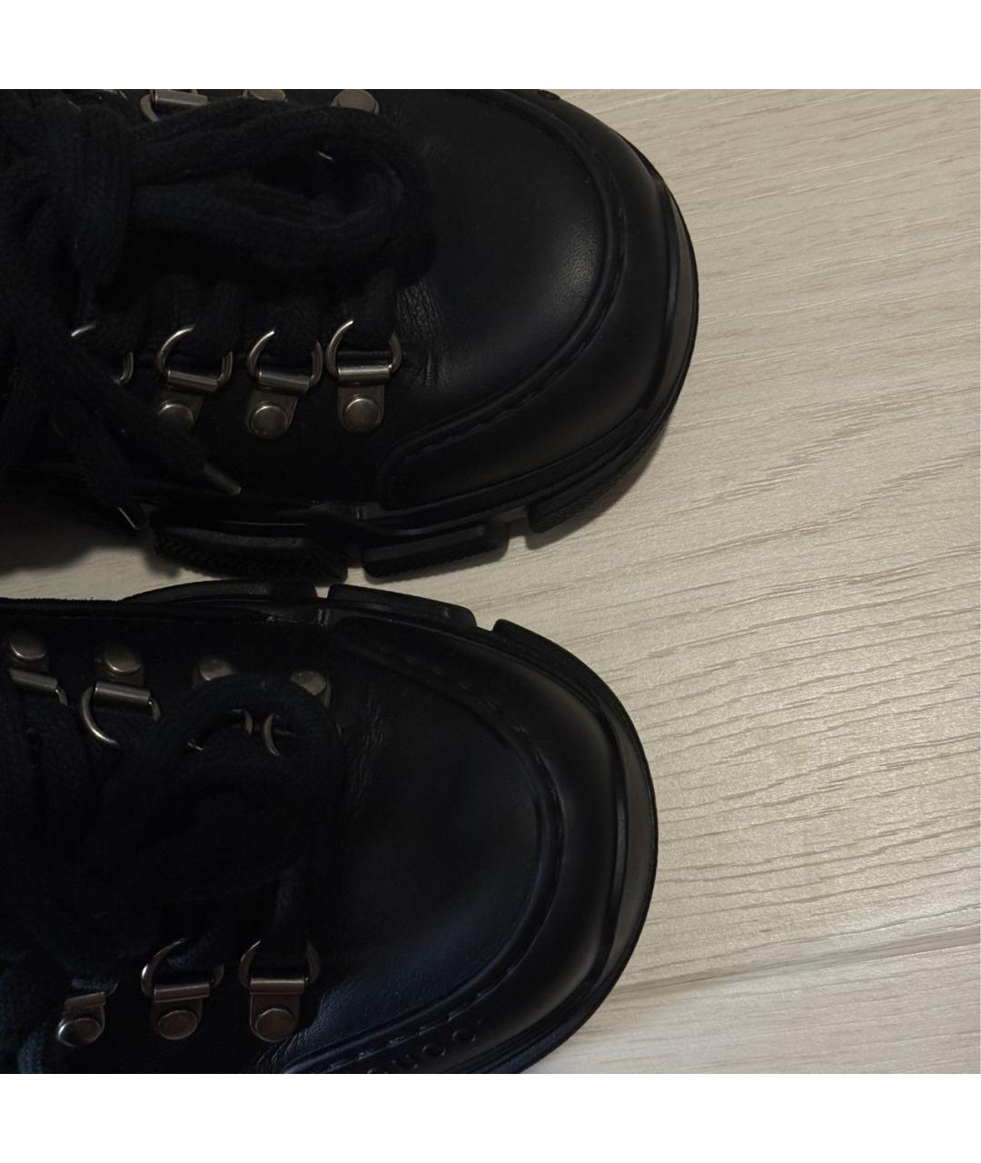 GUCCI Черные кожаные ботинки, фото 6