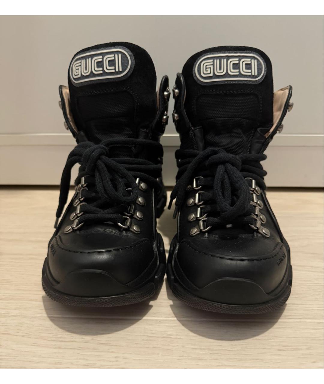 GUCCI Черные кожаные ботинки, фото 2