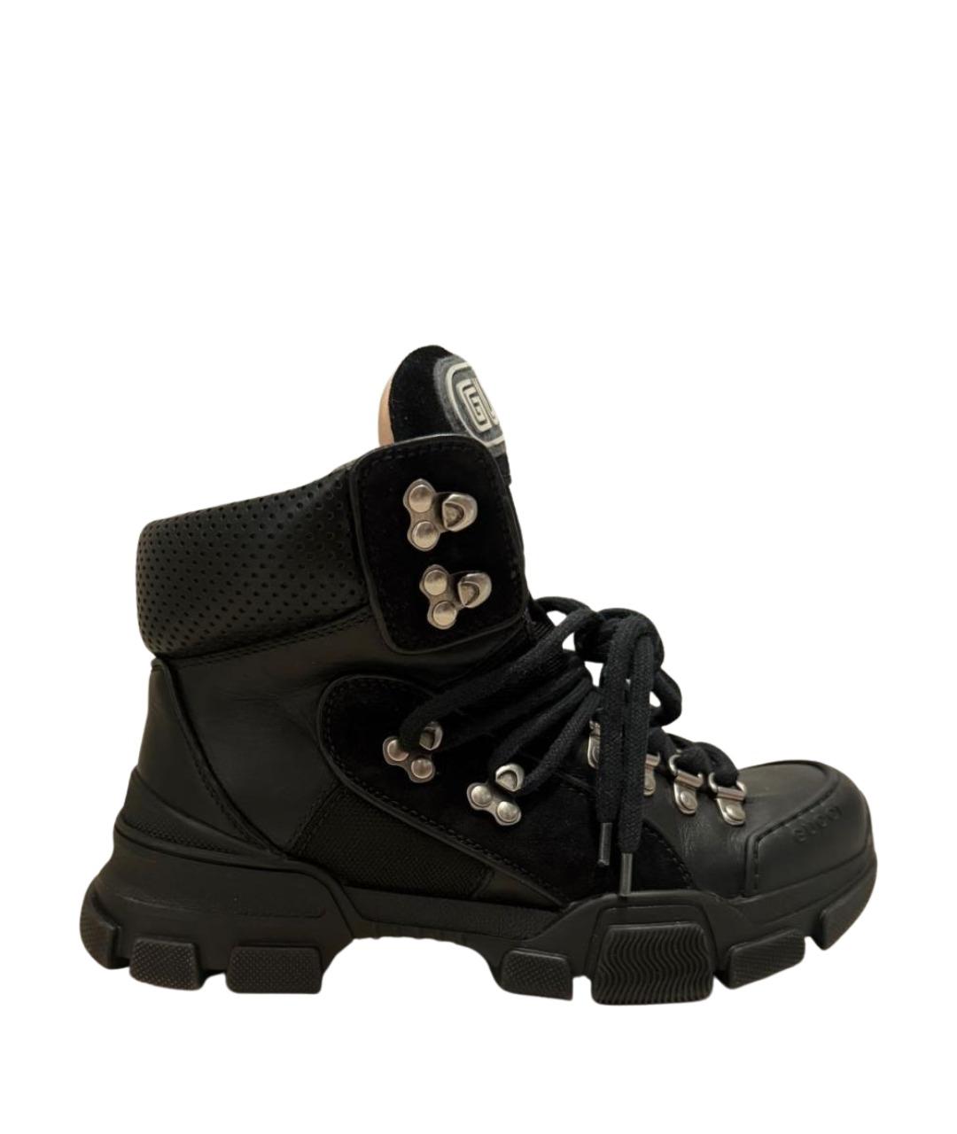 GUCCI Черные кожаные ботинки, фото 1