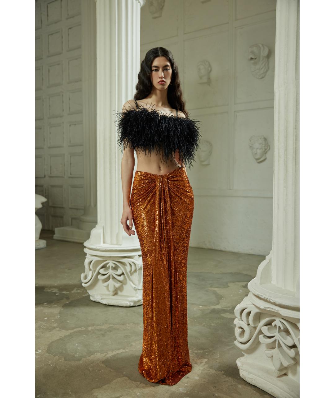 RASARIO Оранжевая полиэстеровая юбка макси, фото 2