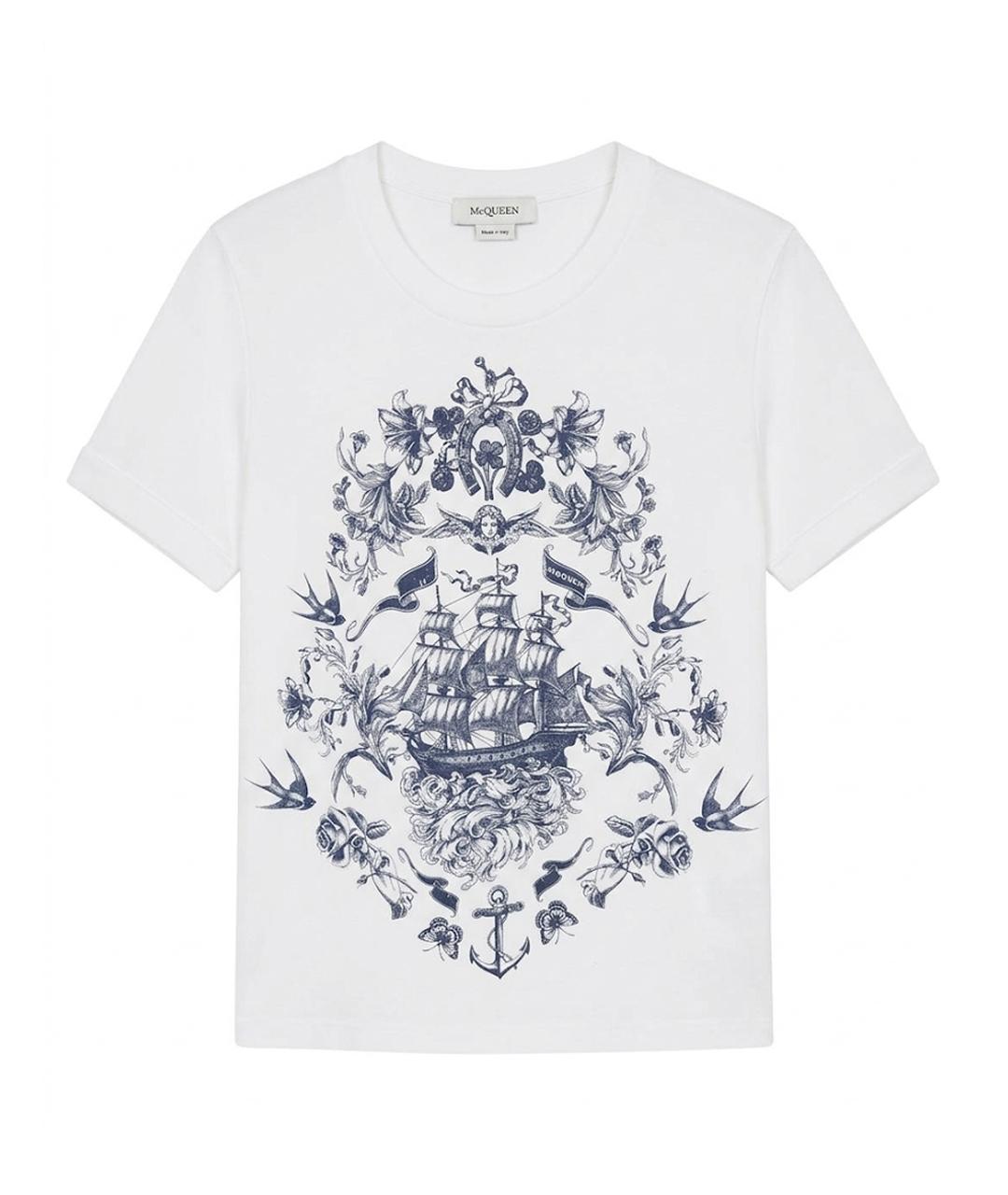 ALEXANDER MCQUEEN Белая хлопковая футболка, фото 1