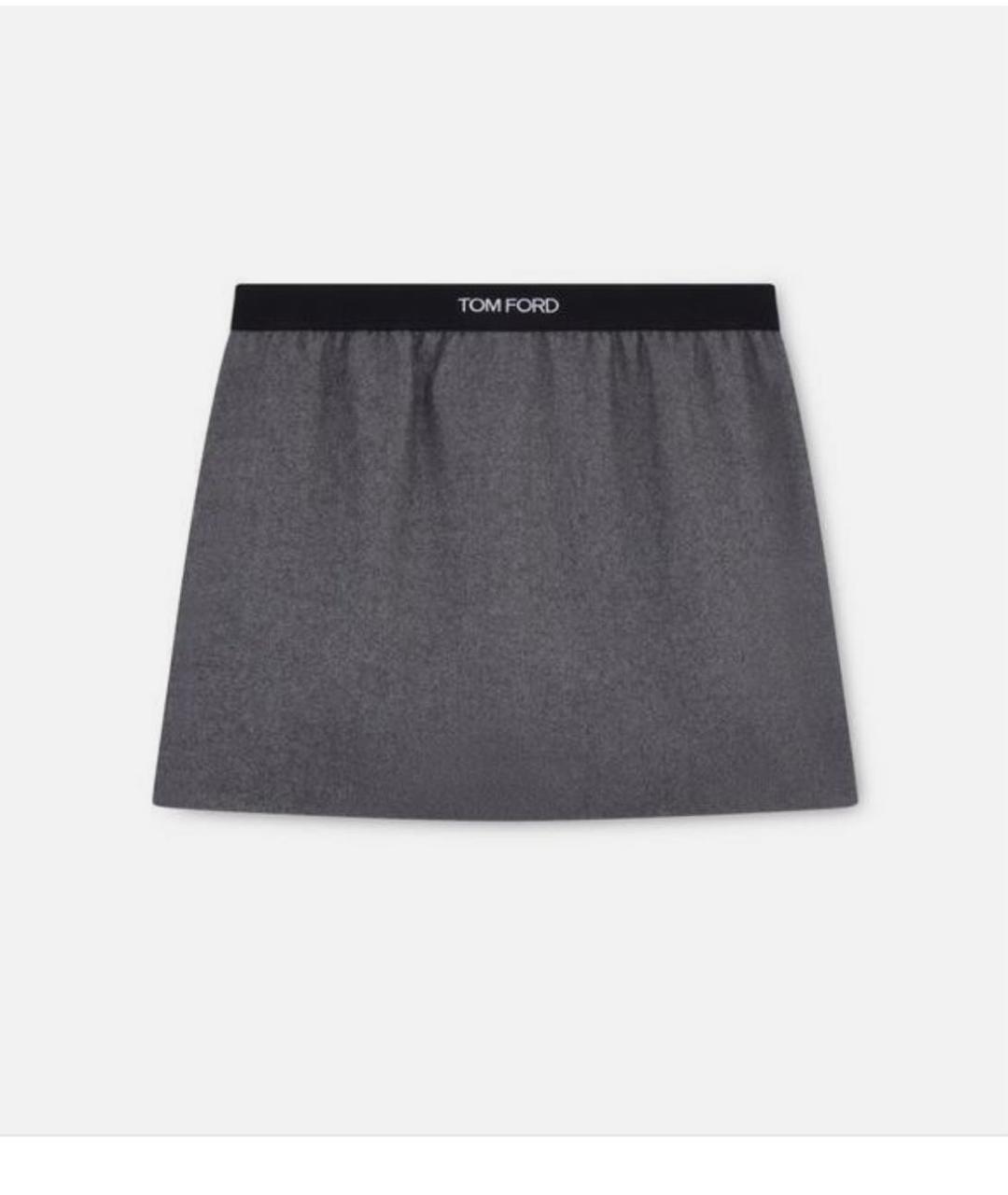 TOM FORD Серая кашемировая юбка мини, фото 9