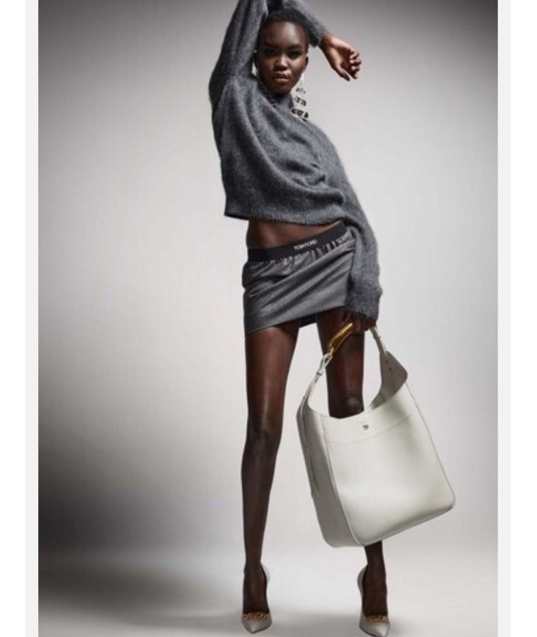 TOM FORD Серая кашемировая юбка мини, фото 6