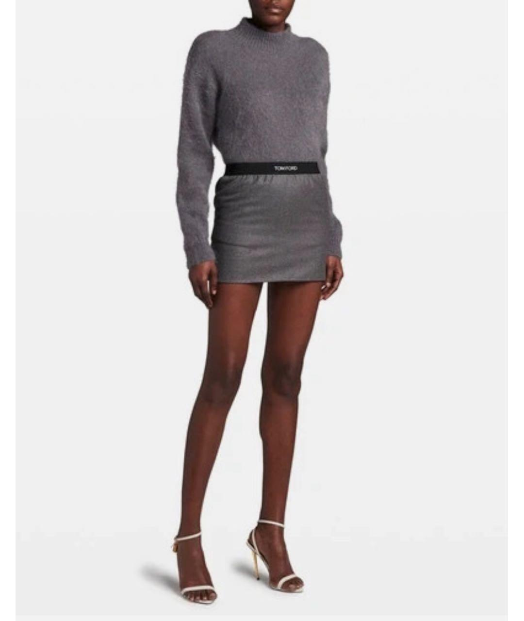 TOM FORD Серая кашемировая юбка мини, фото 8