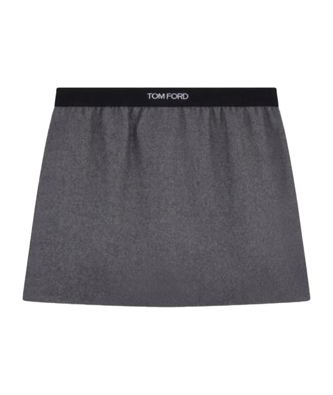 TOM FORD Серая кашемировая юбка мини, фото 1