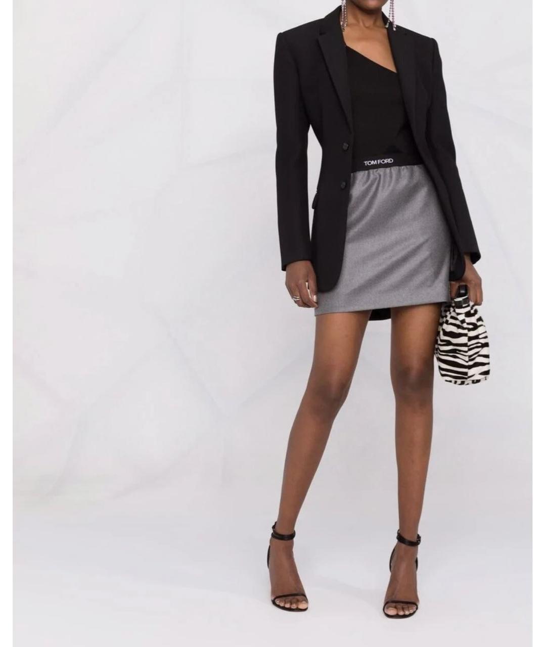 TOM FORD Серая кашемировая юбка мини, фото 7