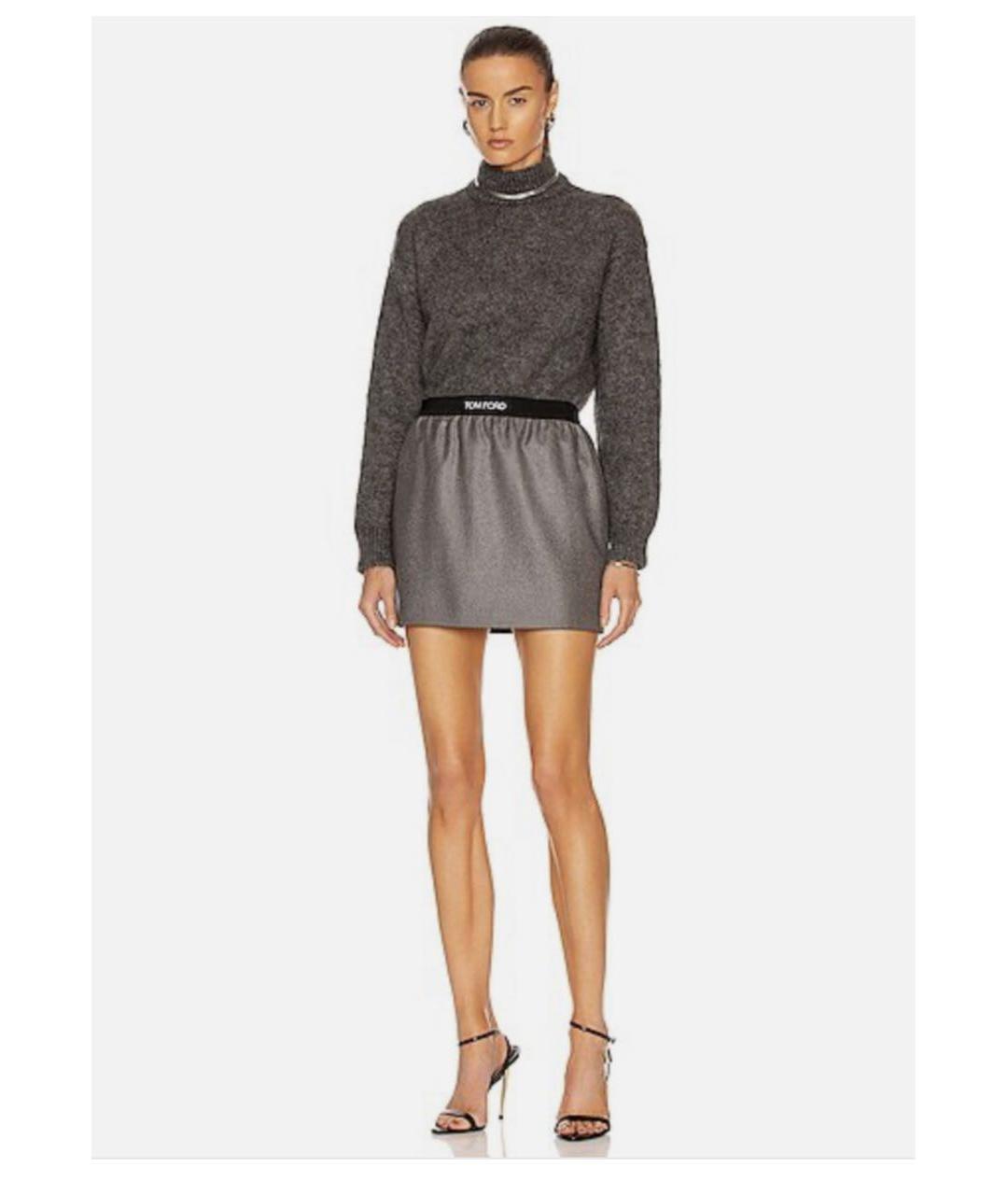 TOM FORD Серая кашемировая юбка мини, фото 5