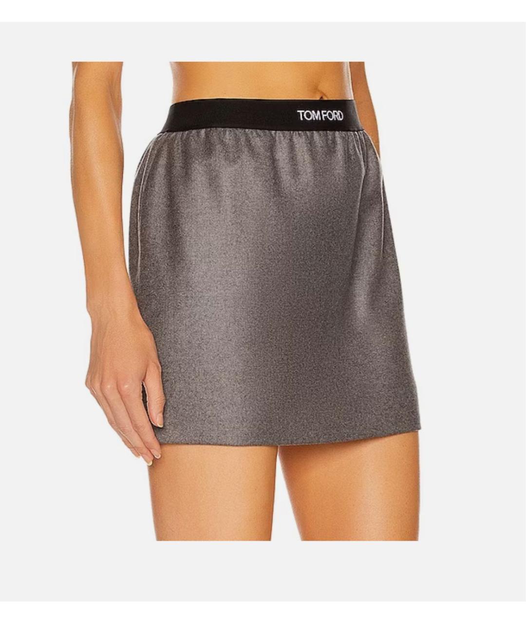 TOM FORD Серая кашемировая юбка мини, фото 3