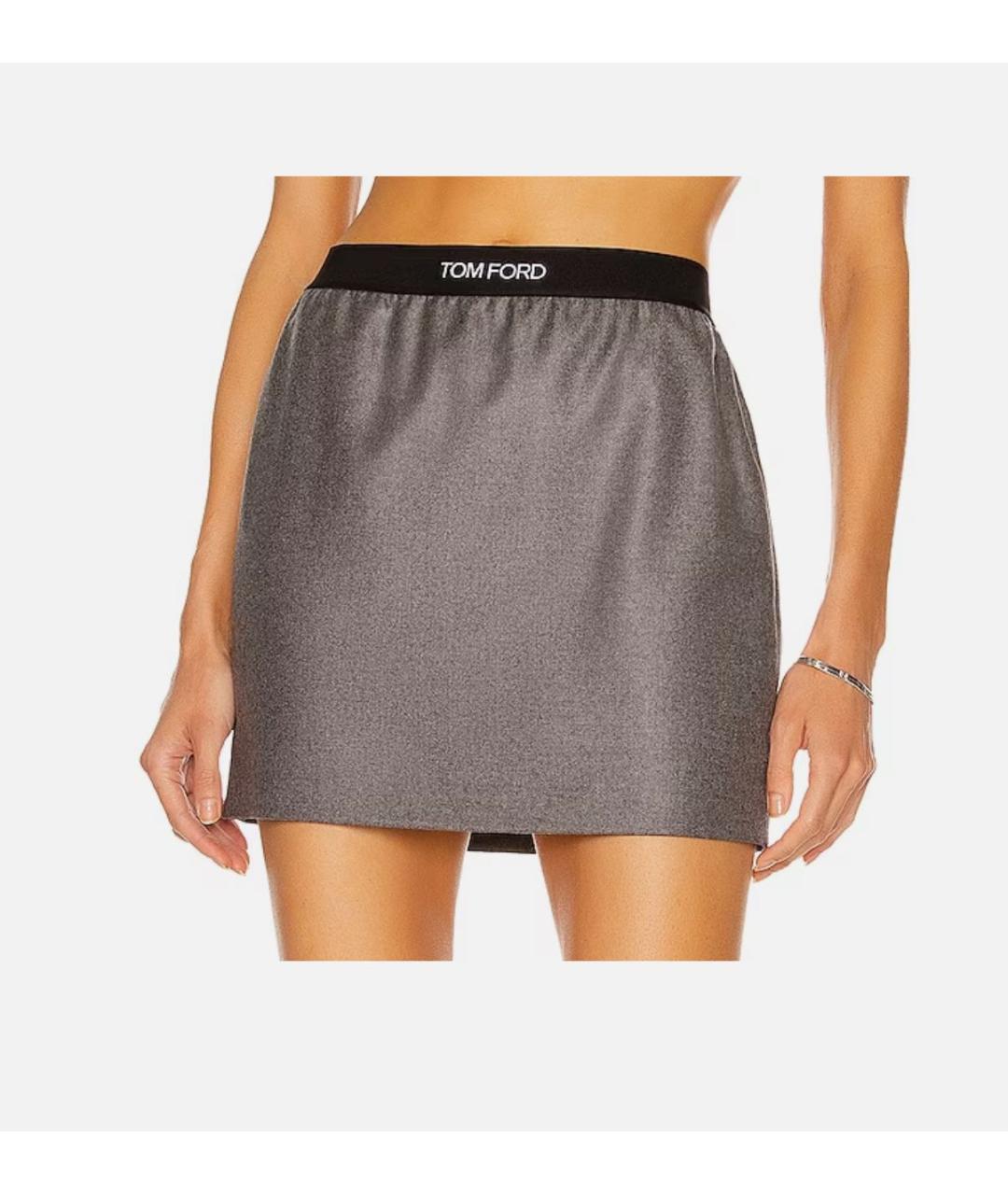 TOM FORD Серая кашемировая юбка мини, фото 2