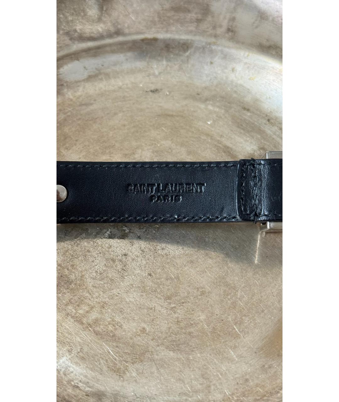 SAINT LAURENT Черный кожаный ремень, фото 5
