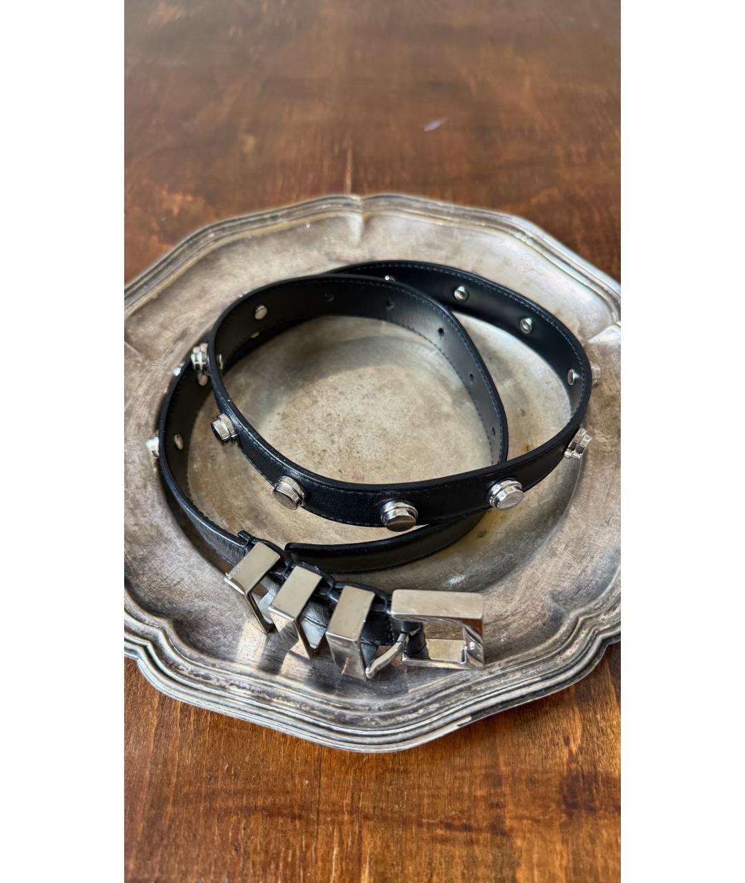 SAINT LAURENT Черный кожаный ремень, фото 2