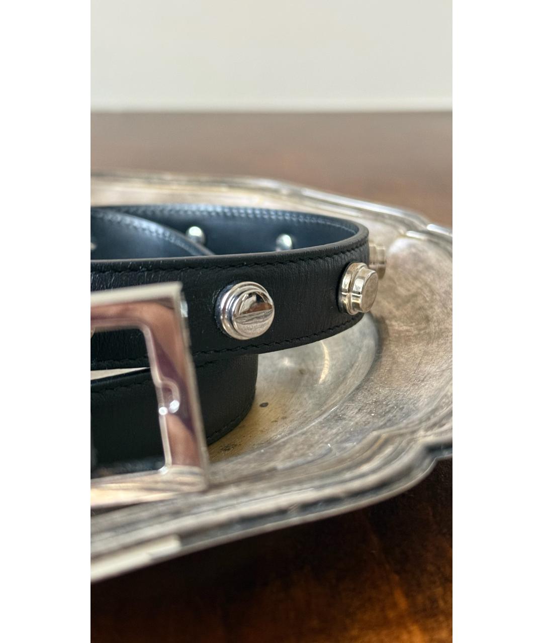 SAINT LAURENT Черный кожаный ремень, фото 4