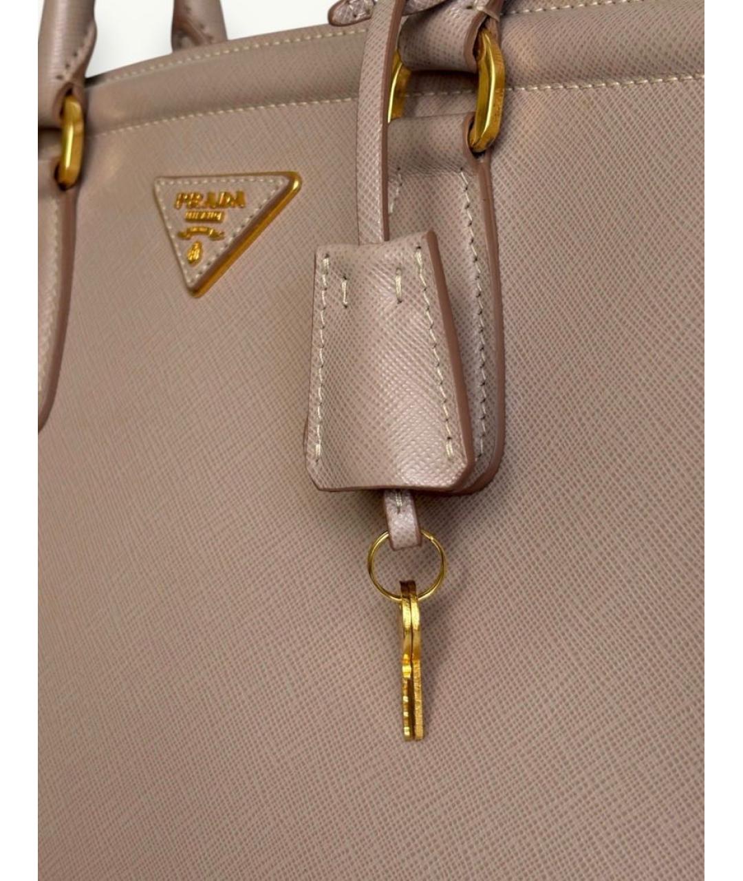 PRADA Бежевая кожаная сумка с короткими ручками, фото 7