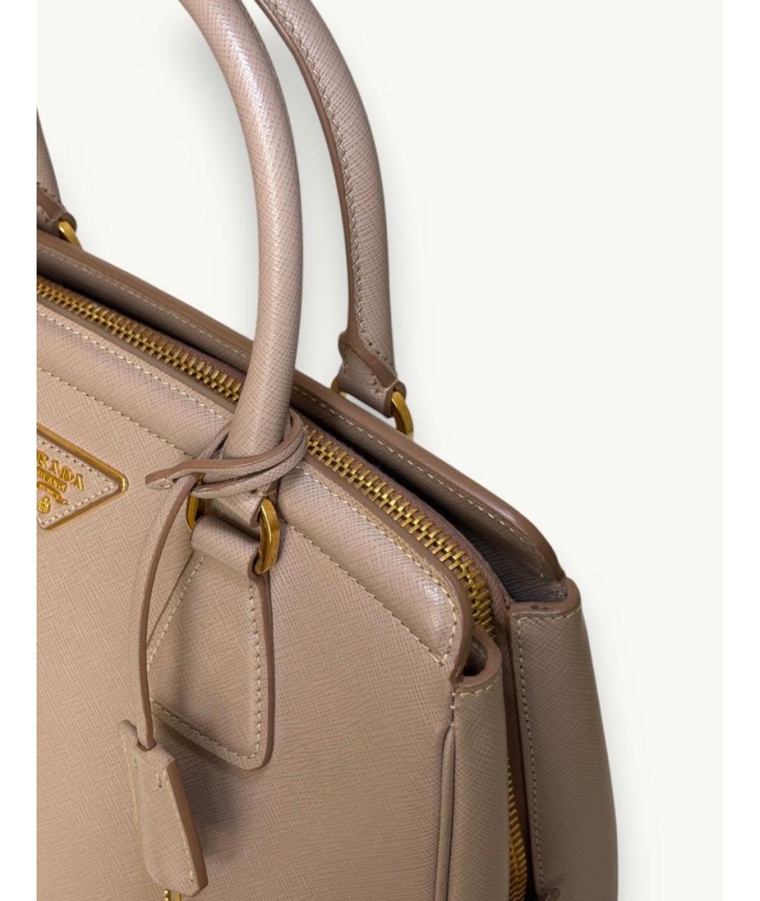 PRADA Бежевая кожаная сумка с короткими ручками, фото 6
