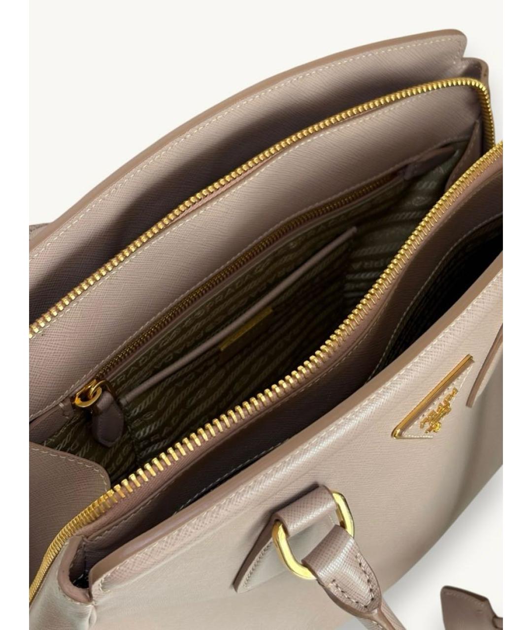 PRADA Бежевая кожаная сумка с короткими ручками, фото 8