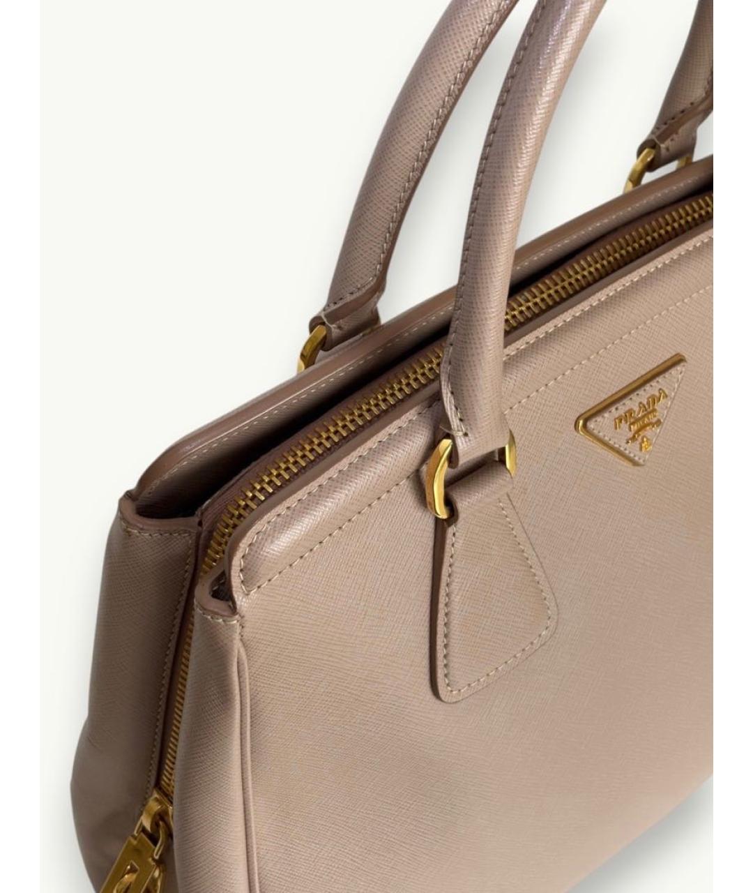 PRADA Бежевая кожаная сумка с короткими ручками, фото 5