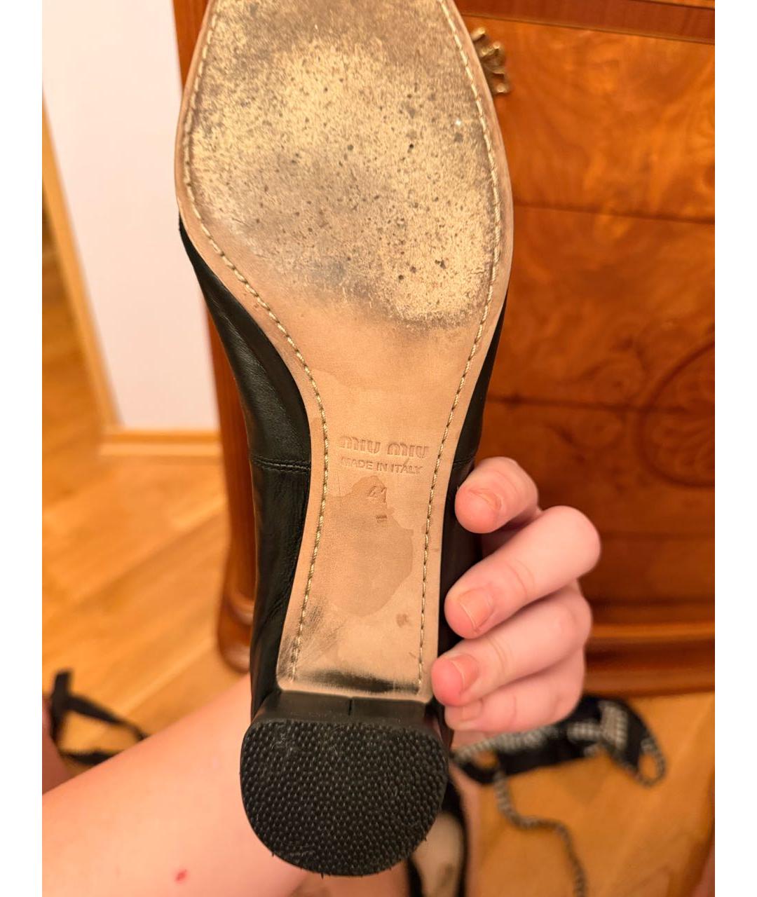 MIU MIU Черные кожаные балетки, фото 6