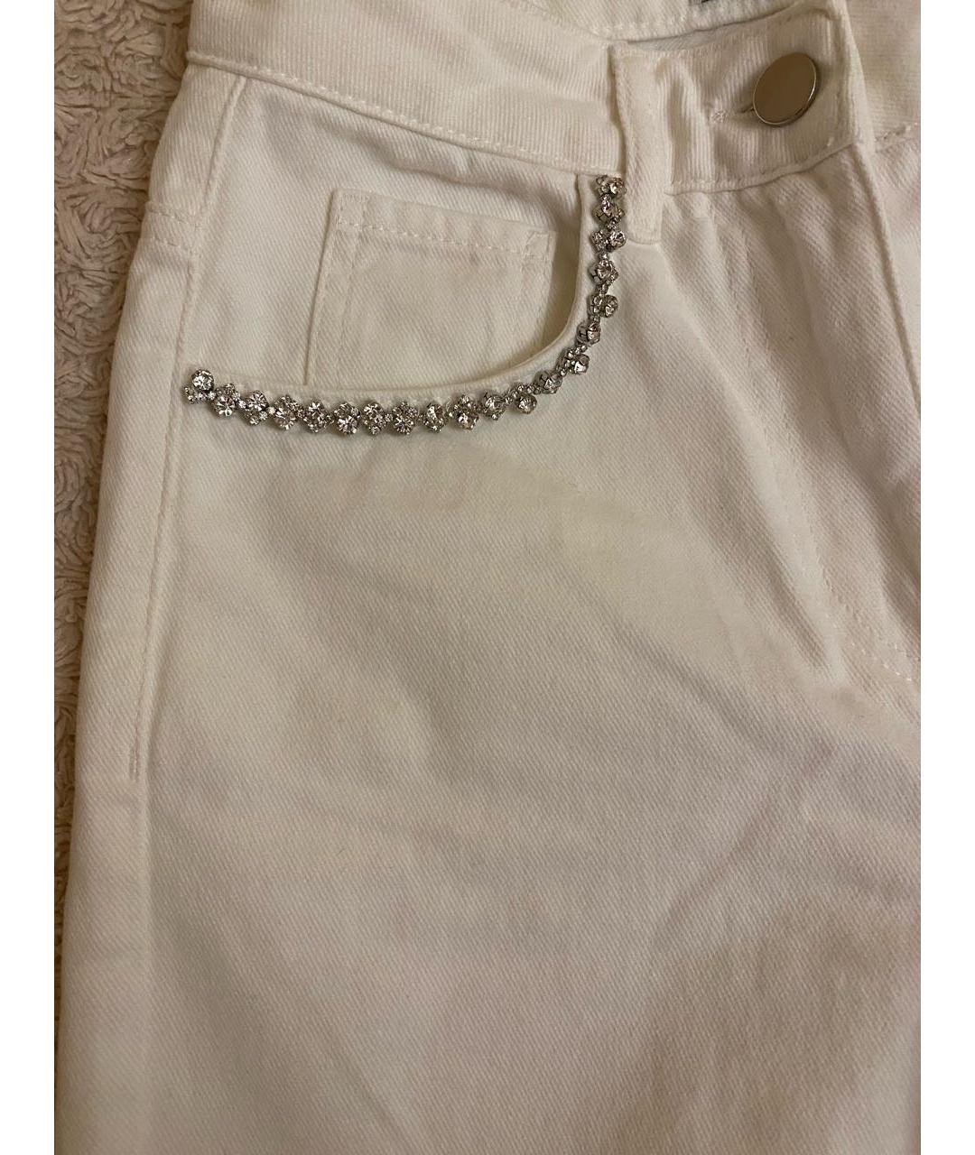 MAX MARA Белые хлопковые прямые джинсы, фото 4