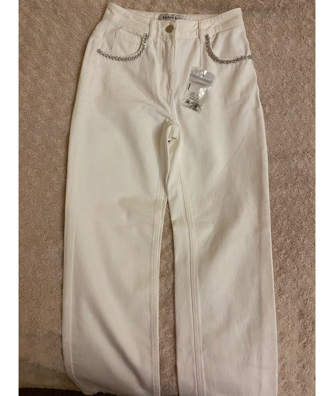 MAX MARA Белые хлопковые прямые джинсы, фото 5