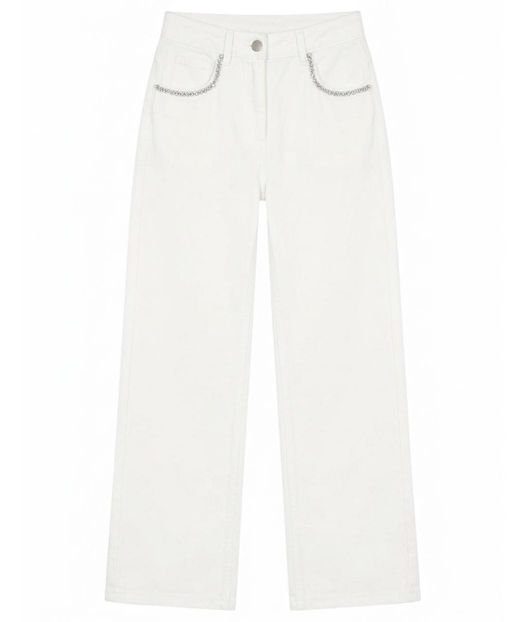 MAX MARA Белые хлопковые прямые джинсы, фото 1