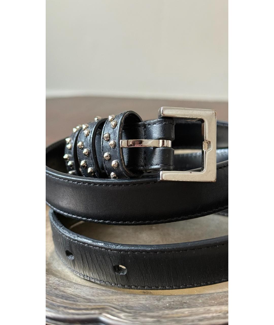 SAINT LAURENT Черный кожаный ремень, фото 2