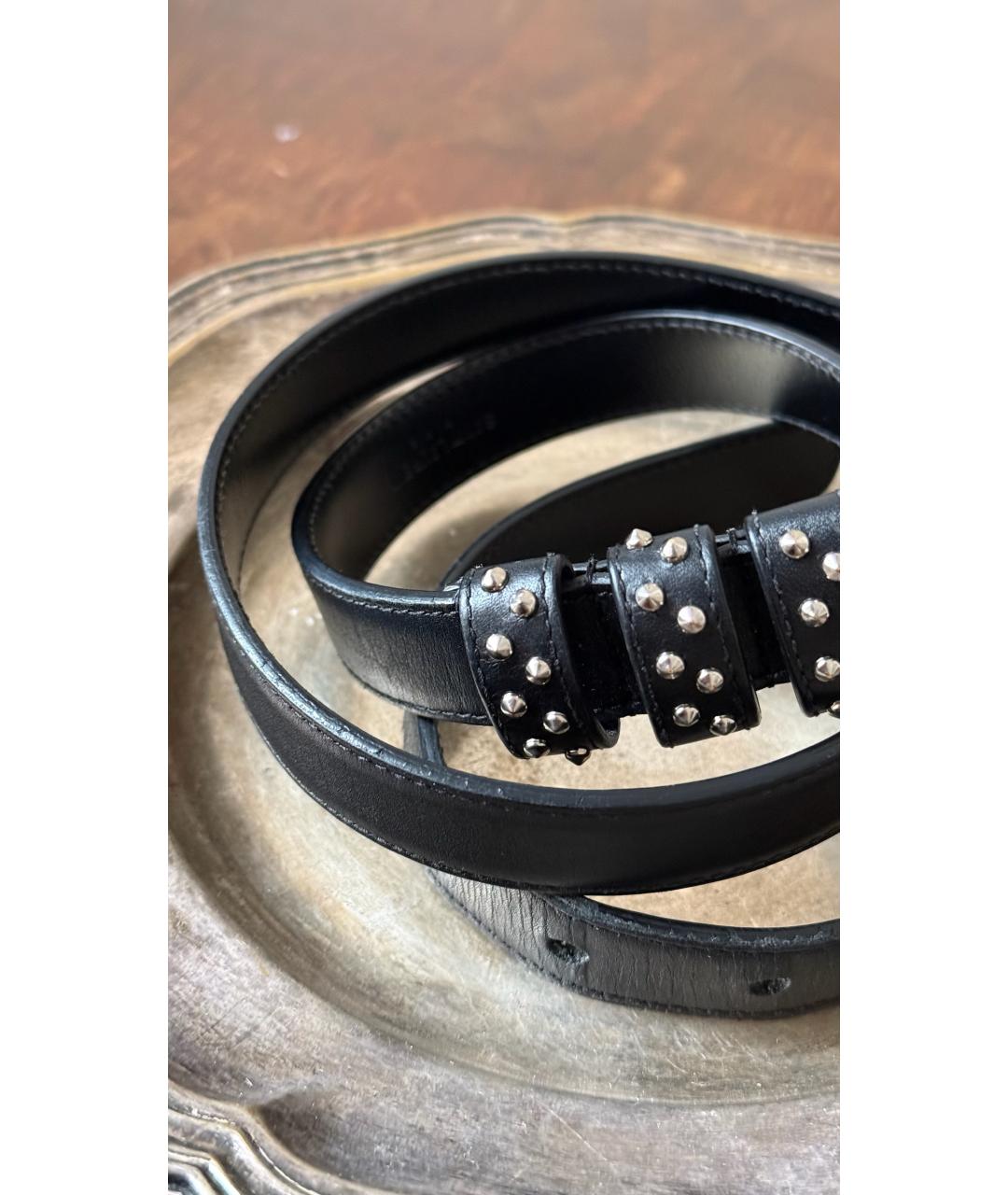 SAINT LAURENT Черный кожаный ремень, фото 3