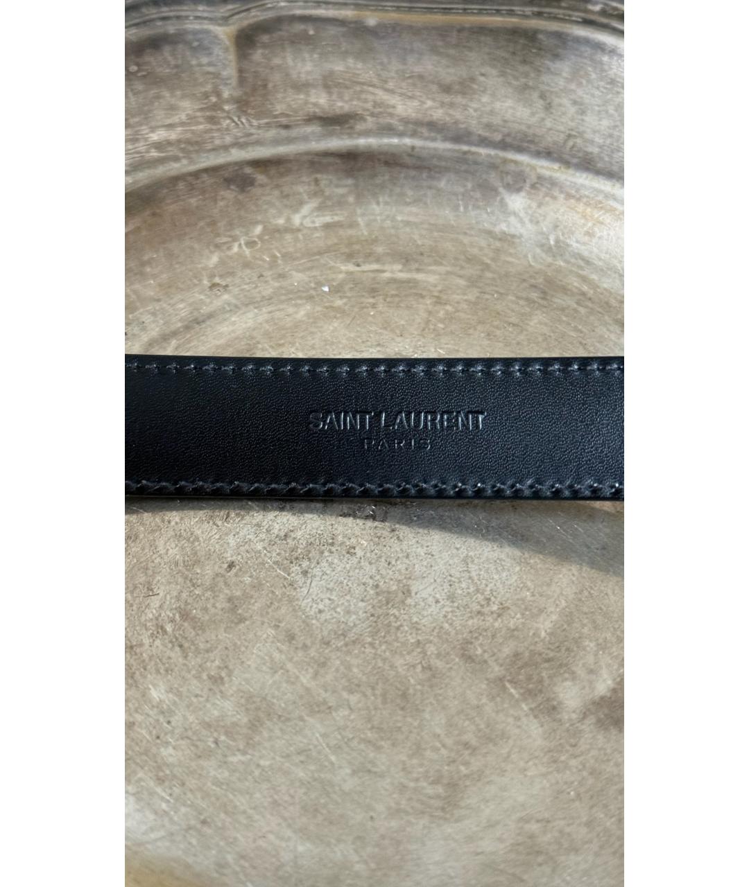 SAINT LAURENT Черный кожаный ремень, фото 4