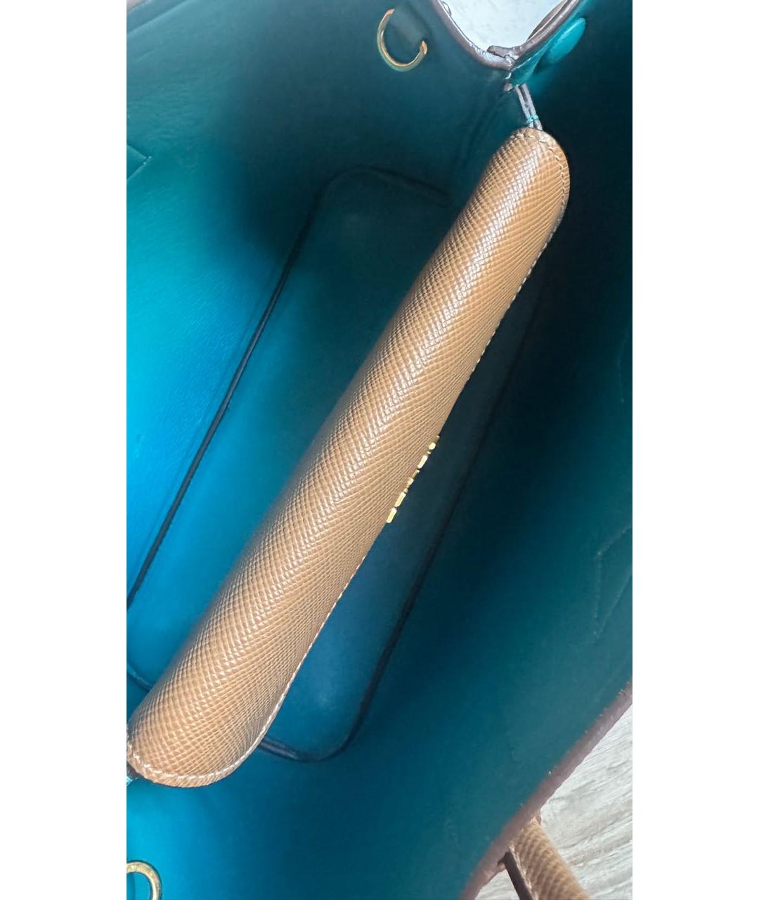 PRADA Коричневая кожаная сумка с короткими ручками, фото 7