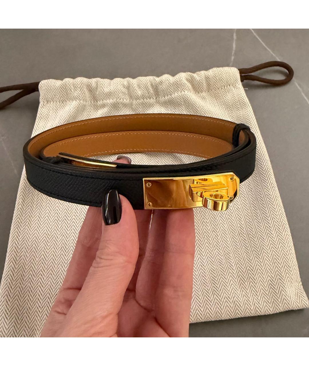 HERMES Черный кожаный ремень, фото 4