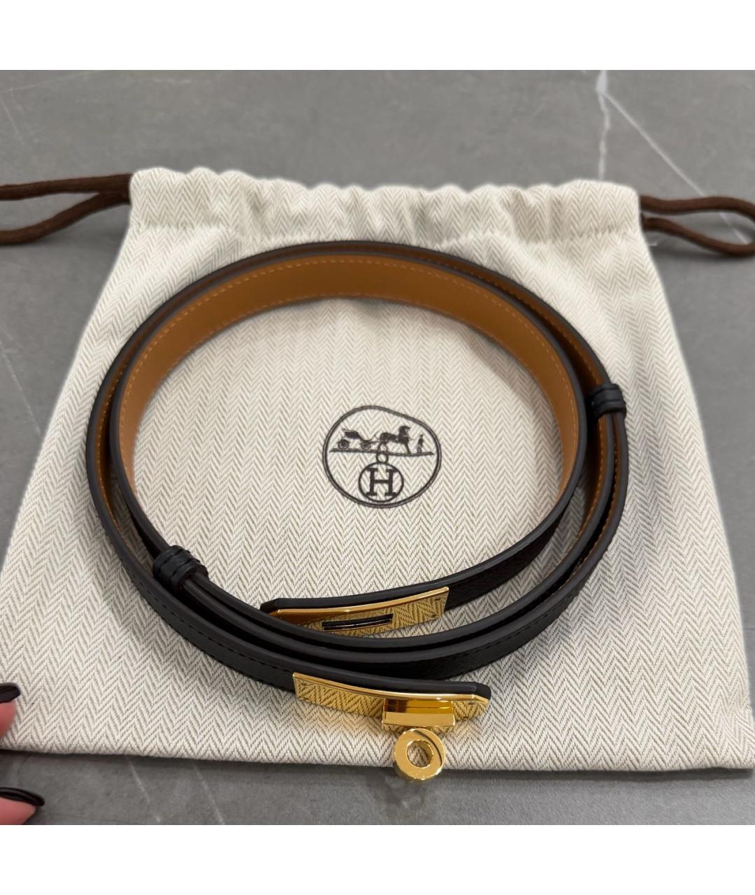 HERMES Черный кожаный ремень, фото 3