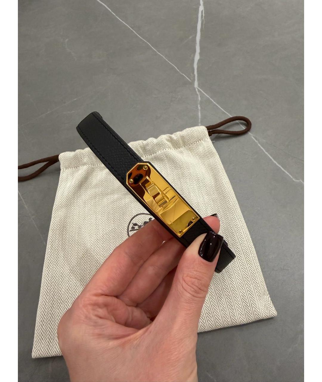 HERMES Черный кожаный ремень, фото 2