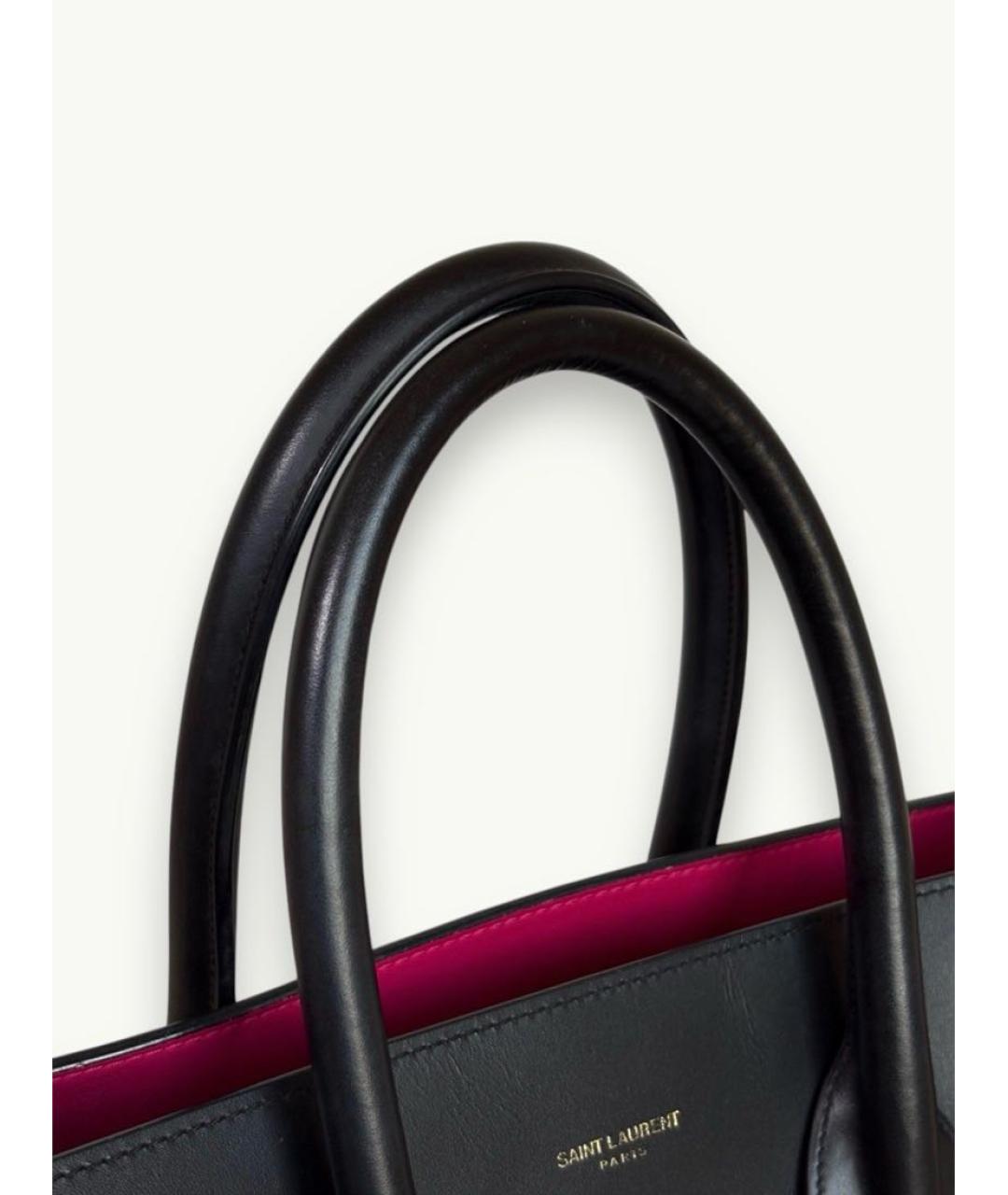 SAINT LAURENT Черная кожаная сумка тоут, фото 4