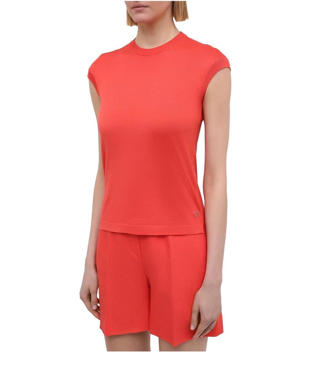 LORO PIANA Оранжевая шелковая футболка, фото 2