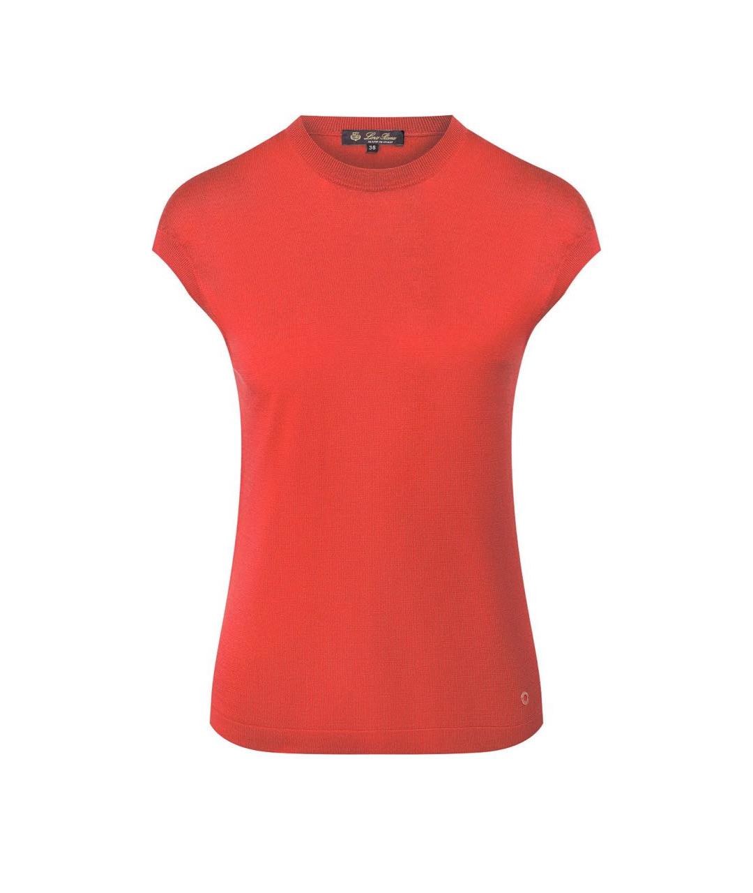 LORO PIANA Оранжевая шелковая футболка, фото 7