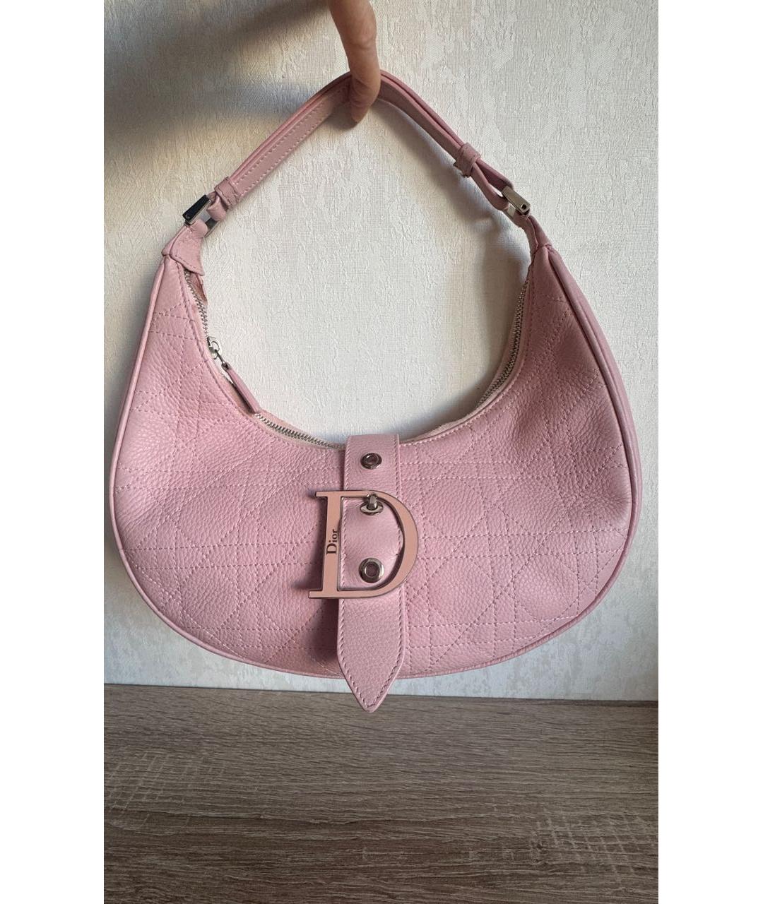 CHRISTIAN DIOR Розовая кожаная сумка через плечо, фото 9