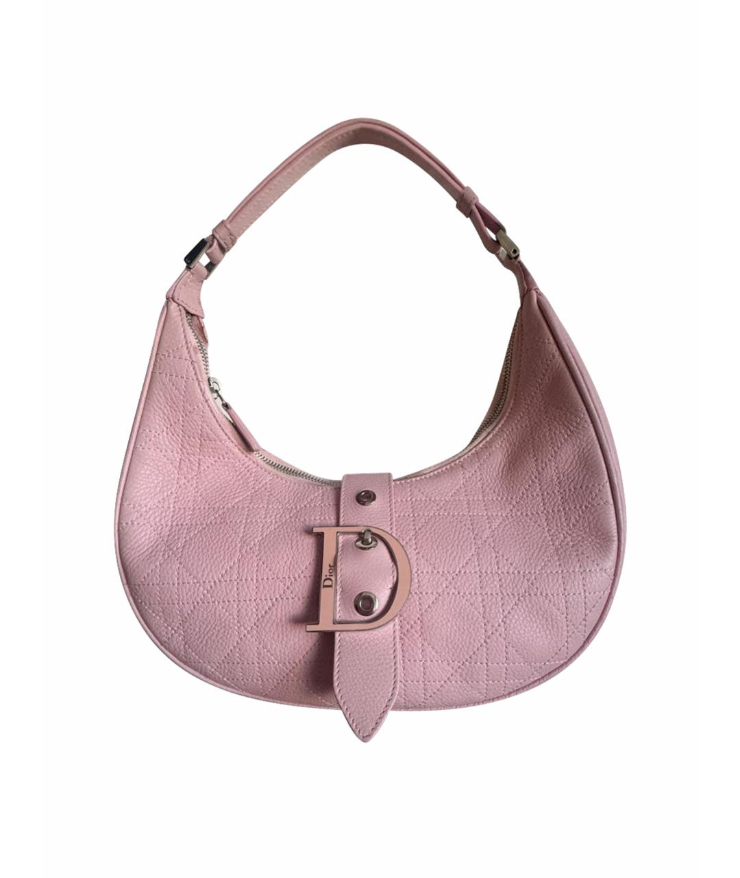CHRISTIAN DIOR Розовая кожаная сумка через плечо, фото 1
