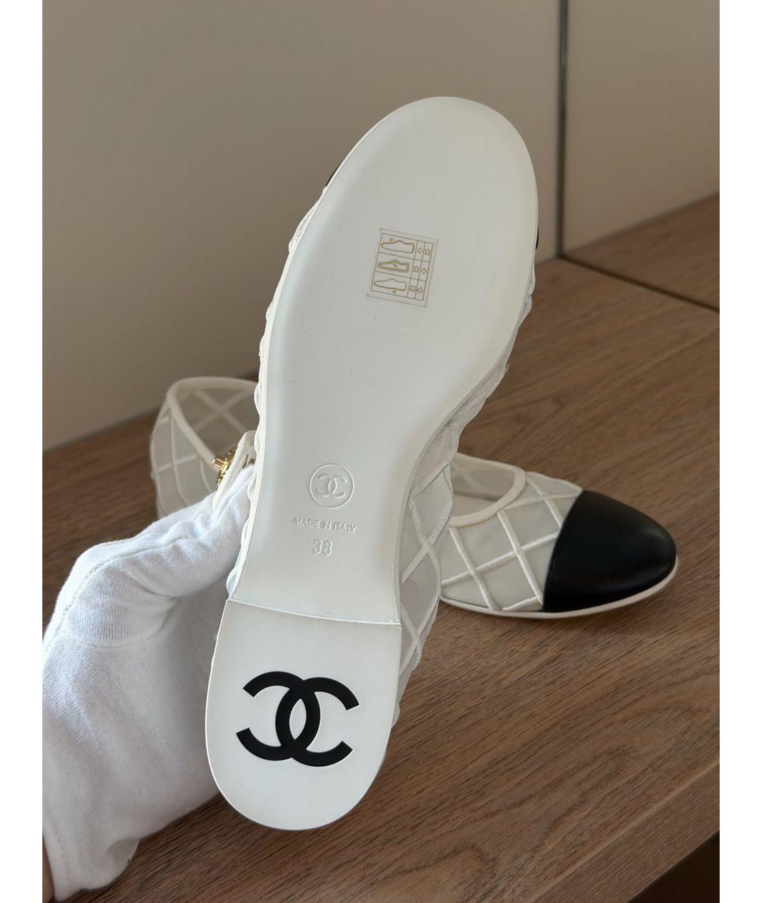 CHANEL Белые текстильные балетки, фото 4