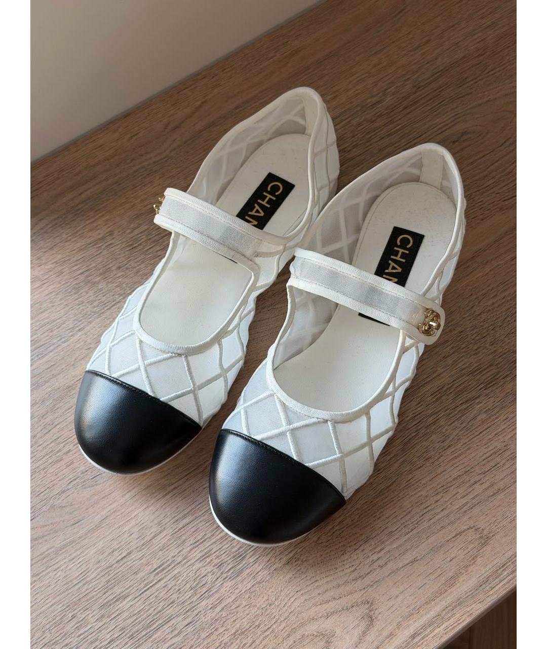 CHANEL Белые текстильные балетки, фото 3