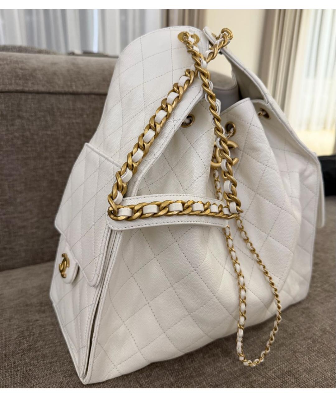 CHANEL Белая кожаная сумка через плечо, фото 3