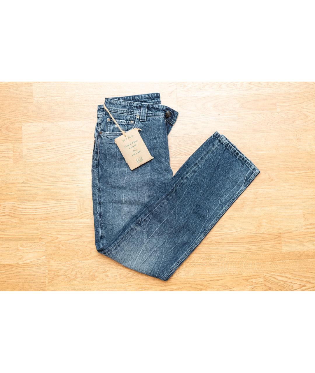 ETRO Синие хлопко-эластановые прямые джинсы, фото 5