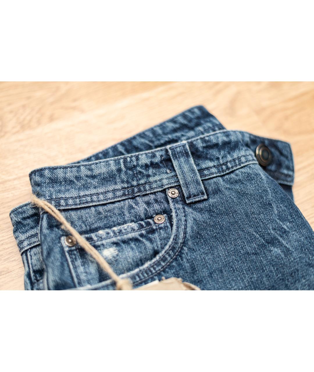 ETRO Синие хлопко-эластановые прямые джинсы, фото 3