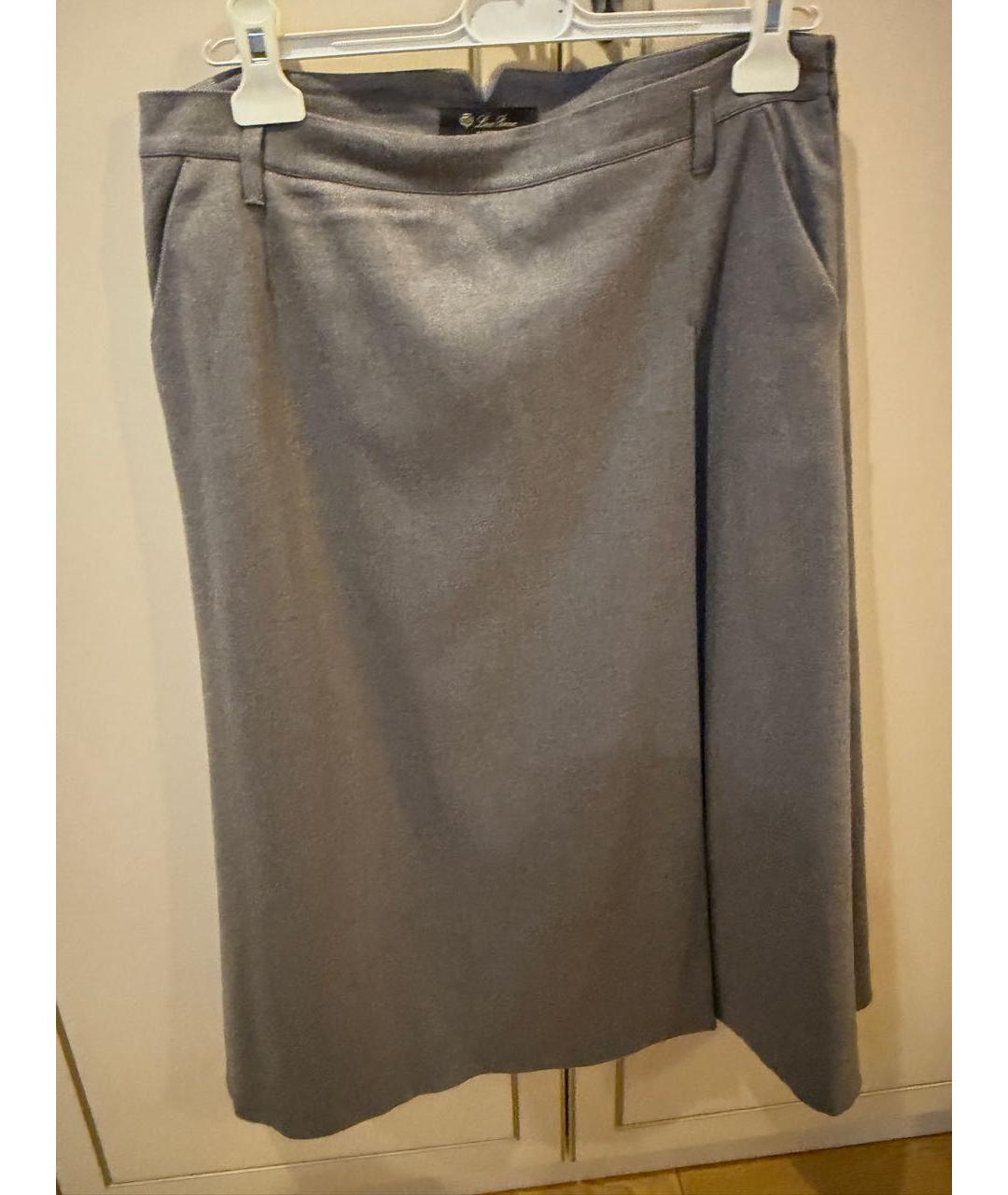 LORO PIANA Серая кашемировая юбка миди, фото 9