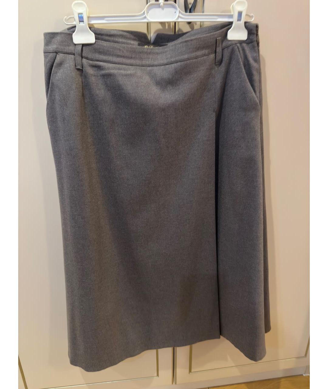LORO PIANA Серая кашемировая юбка миди, фото 5