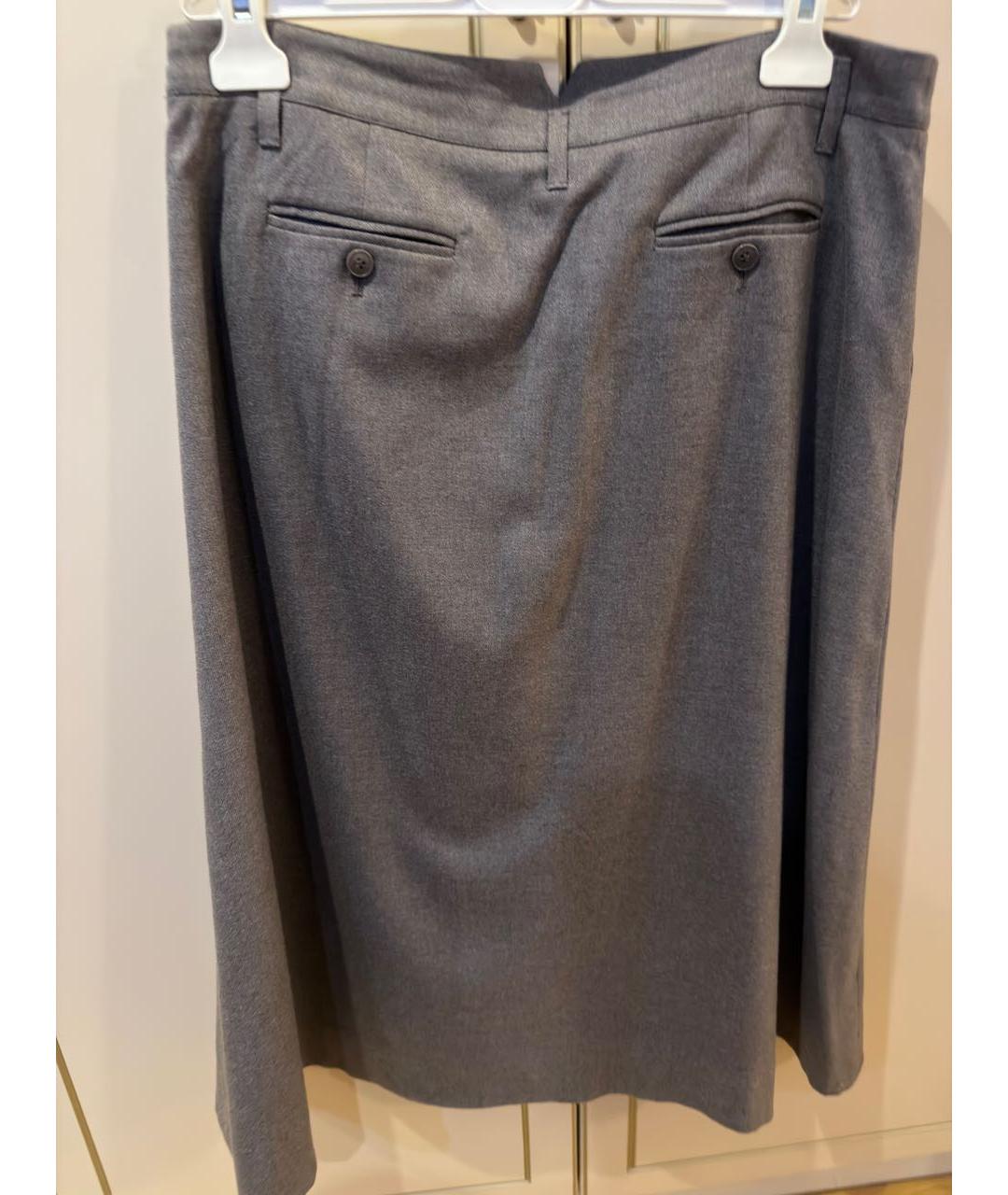 LORO PIANA Серая кашемировая юбка миди, фото 4
