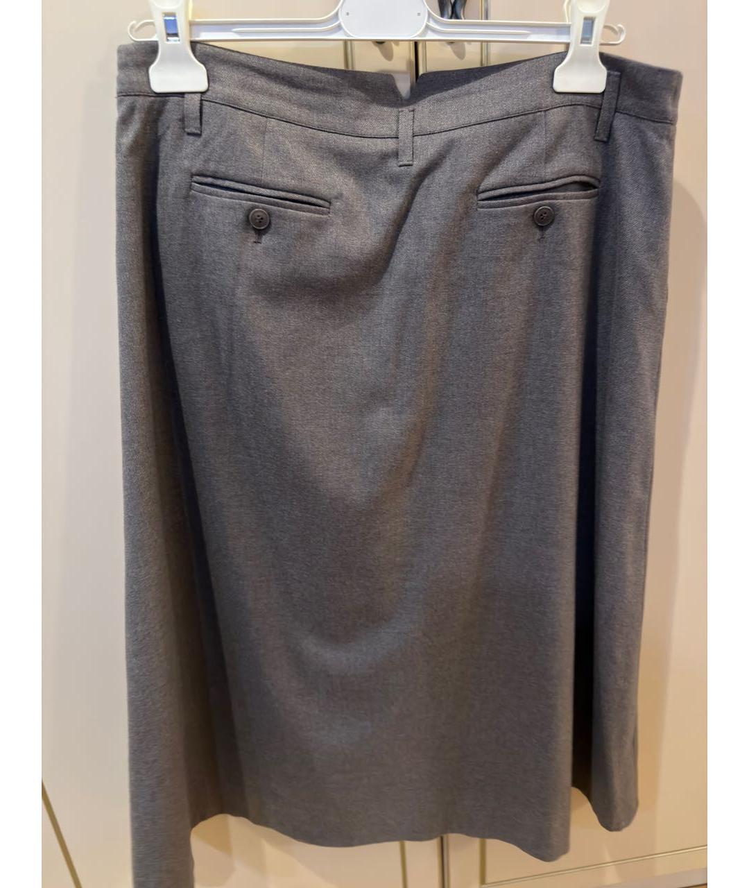 LORO PIANA Серая кашемировая юбка миди, фото 2