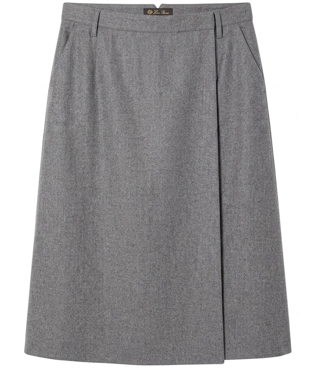 LORO PIANA Серая кашемировая юбка миди, фото 1