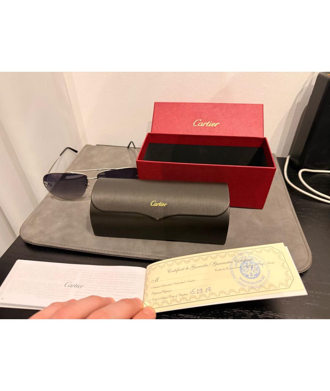 CARTIER Серебряные металлические солнцезащитные очки, фото 6