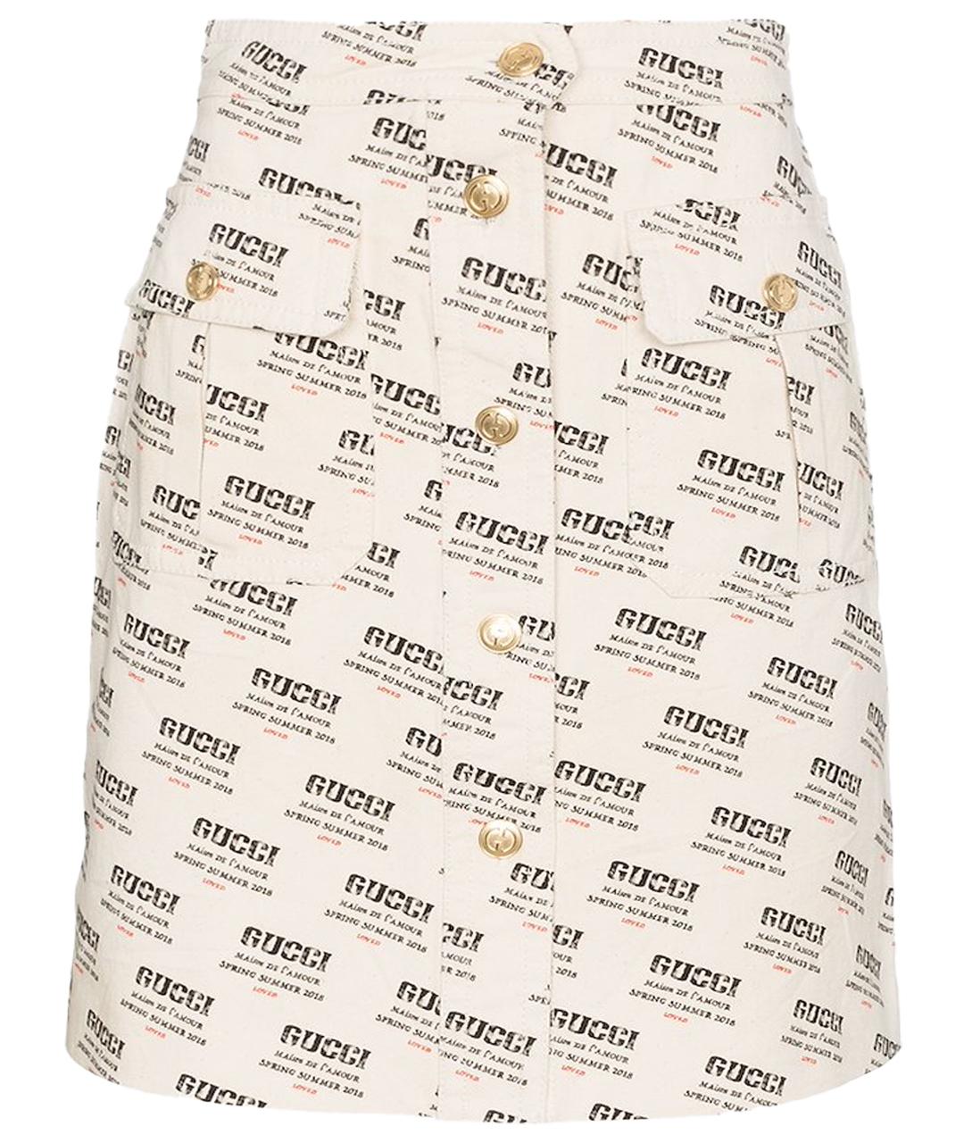 GUCCI Бежевая деним юбка миди, фото 1