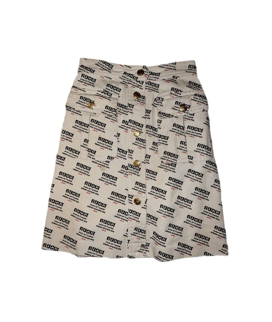 GUCCI Бежевая деним юбка миди, фото 5